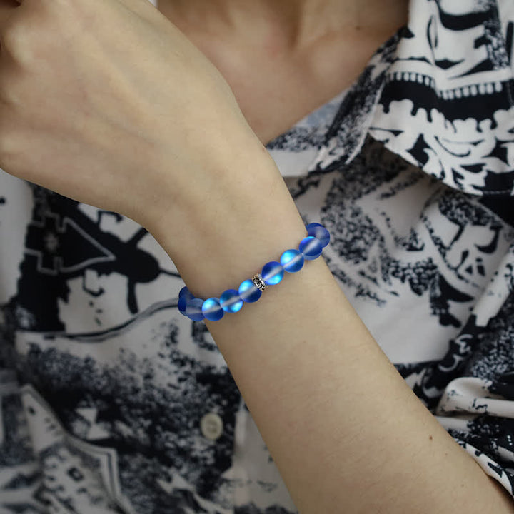 Olivenorma 8mm Mermaid Glass Metal "T" Bead Bracelet - image 3