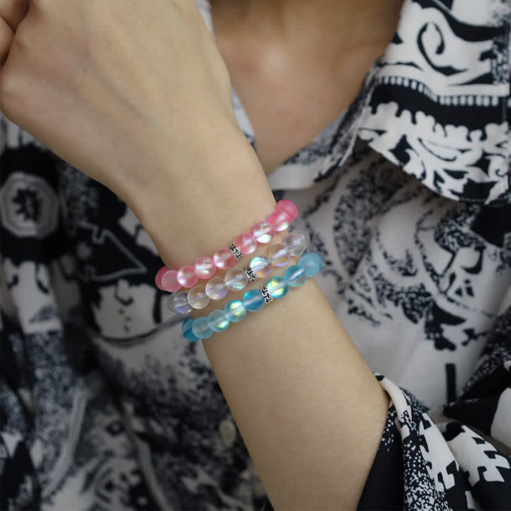 Olivenorma 8mm Mermaid Glass Metal "T" Bead Bracelet - image 14