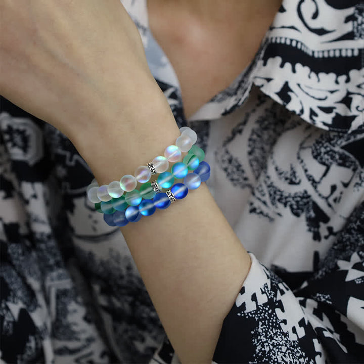 Olivenorma 8mm Mermaid Glass Metal "T" Bead Bracelet - image 15