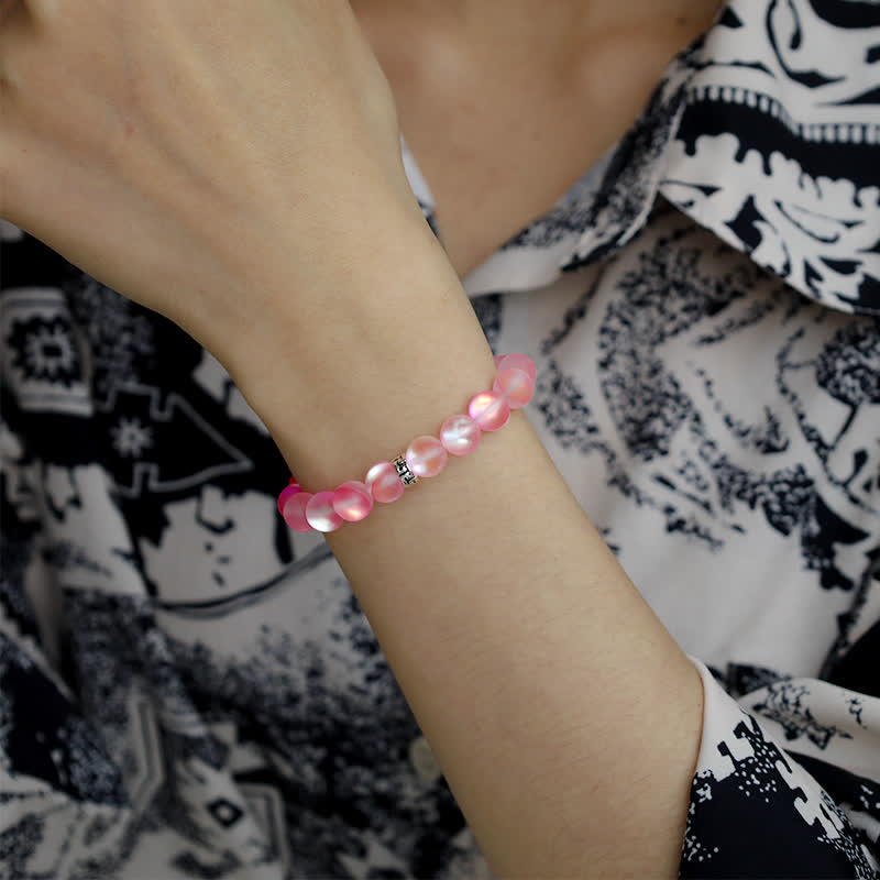 Olivenorma 8mm Mermaid Glass Metal "T" Bead Bracelet - image 16