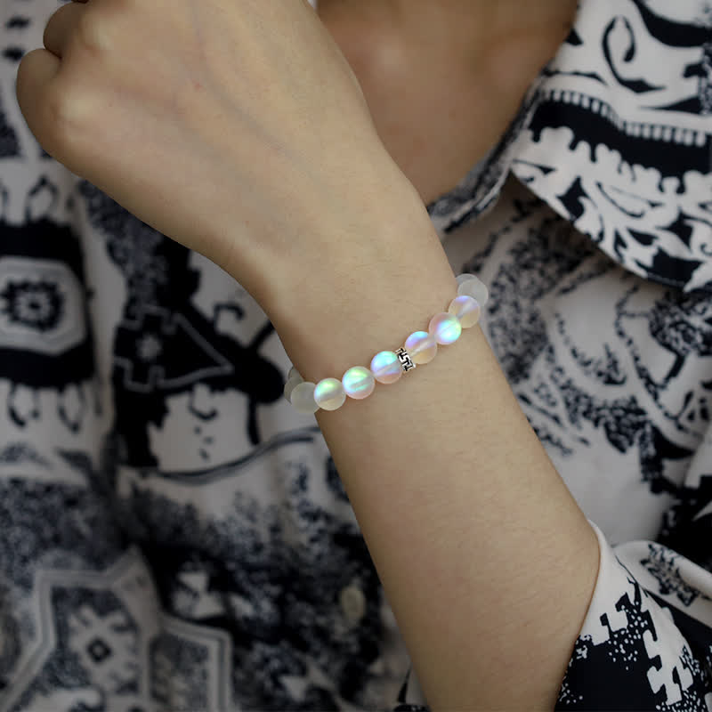 Olivenorma 8mm Mermaid Glass Metal "T" Bead Bracelet - image 13