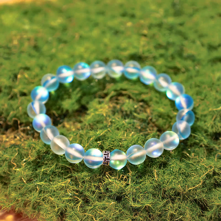 Olivenorma 8mm Mermaid Glass Metal "T" Bead Bracelet - image 9