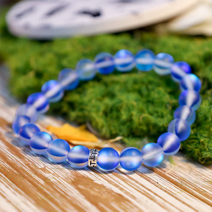 Olivenorma 8mm Mermaid Glass Metal "T" Bead Bracelet - image 1