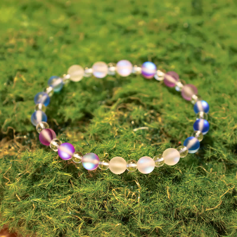 Olivenorma 6mm Mermaid Glass Cat's Eye Stone Beaded Bracelet - image 2