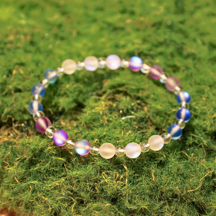 Olivenorma 6mm Mermaid Glass Cat's Eye Stone Beaded Bracelet - image 2