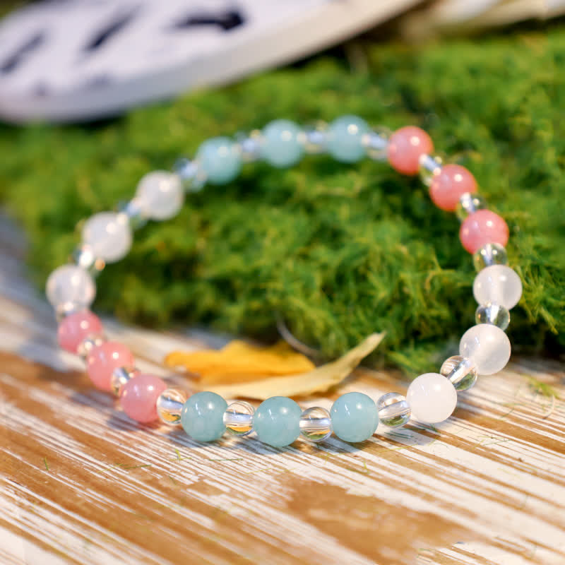 Olivenorma 6mm Mermaid Glass Cat's Eye Stone Beaded Bracelet - image 5
