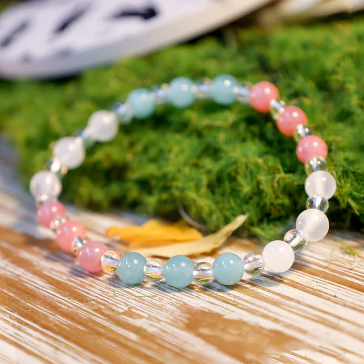 Olivenorma 6mm Mermaid Glass Cat's Eye Stone Beaded Bracelet - image 5