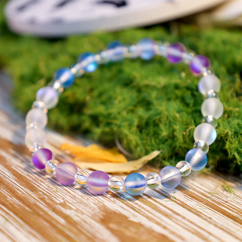 Olivenorma 6mm Mermaid Glass Cat's Eye Stone Beaded Bracelet - image 1
