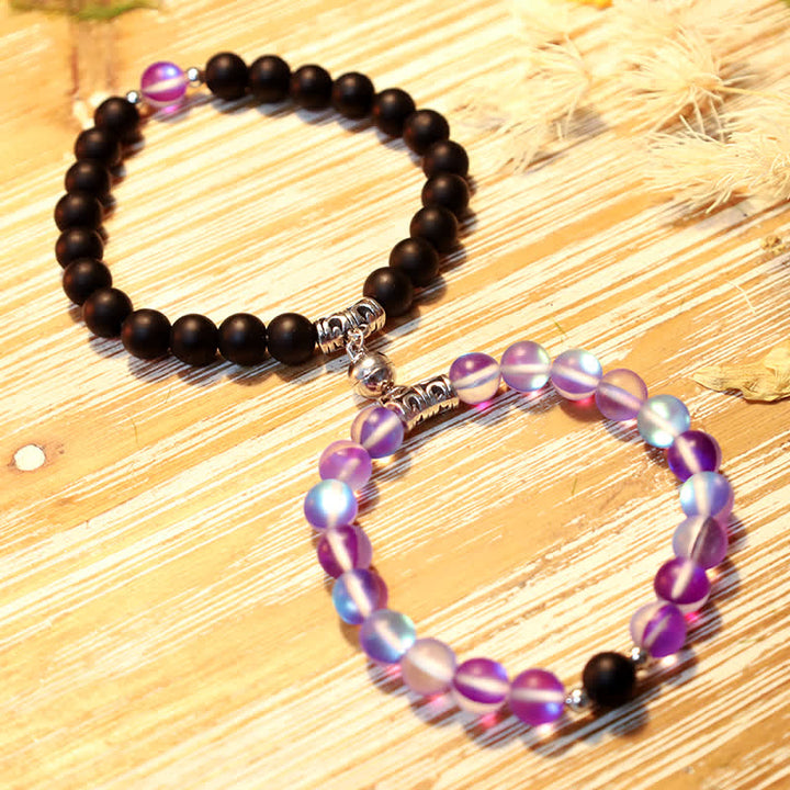 Olivenorma 8mm Mermaid Glass Black Onyx Beaded Bracelet - image 9
