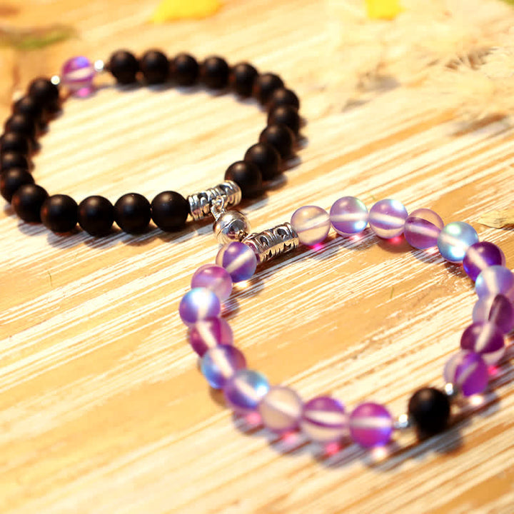 Olivenorma 8mm Mermaid Glass Black Onyx Beaded Bracelet - image 6