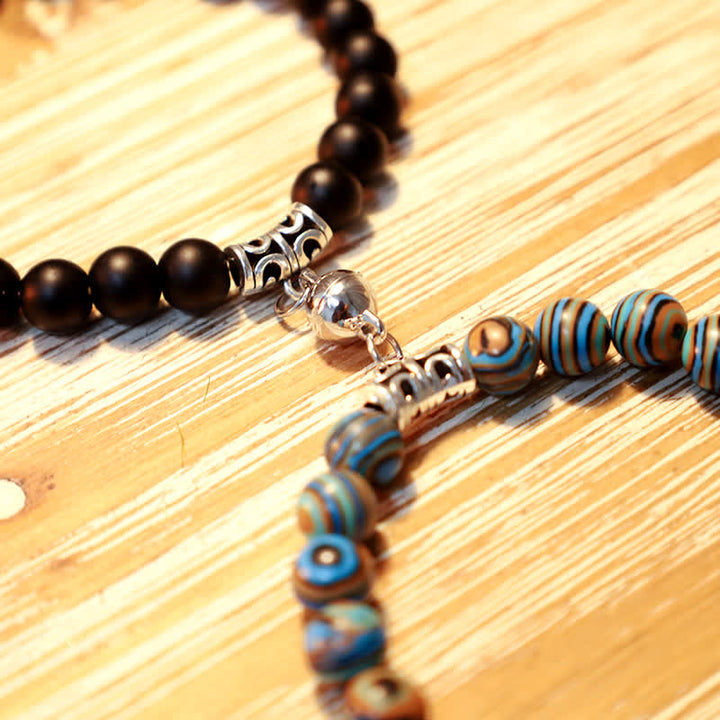 Olivenorma 8mm Blue Malachite Black Onyx Beaded Bracelet - image 7