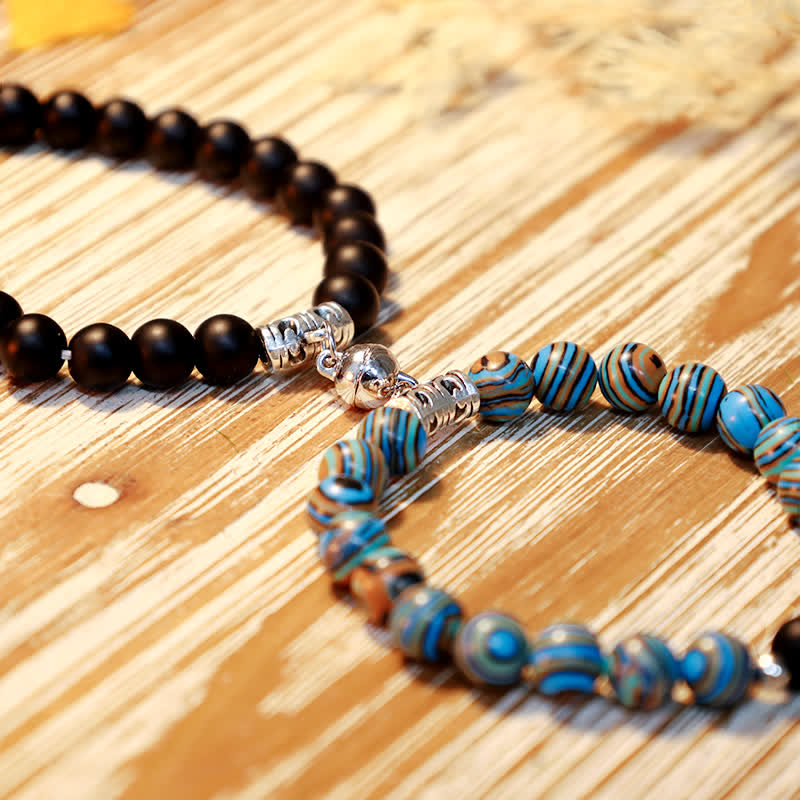 Olivenorma 8mm Blue Malachite Black Onyx Beaded Bracelet - image 6