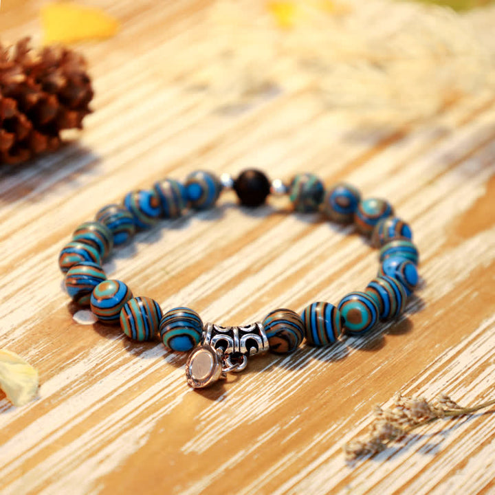 Olivenorma 8mm Blue Malachite Black Onyx Beaded Bracelet - image 9