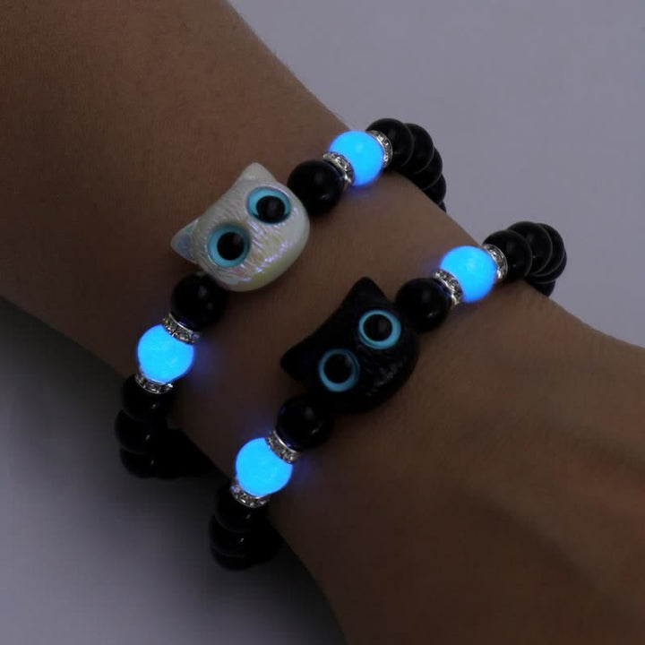 Olivenorma 1pcs Luminous Cute Cat Design Pendant Beaded Bracelet - image 0