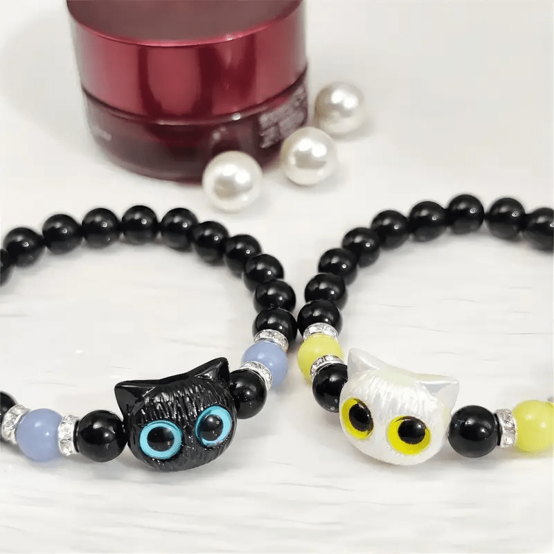 Olivenorma 1pcs Luminous Cute Cat Design Pendant Beaded Bracelet - image 11
