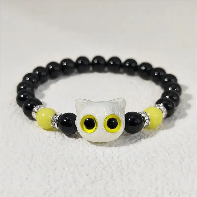 Olivenorma 1pcs Luminous Cute Cat Design Pendant Beaded Bracelet - image 7
