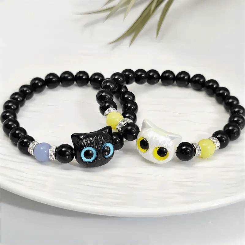 Olivenorma 1pcs Luminous Cute Cat Design Pendant Beaded Bracelet - image 10