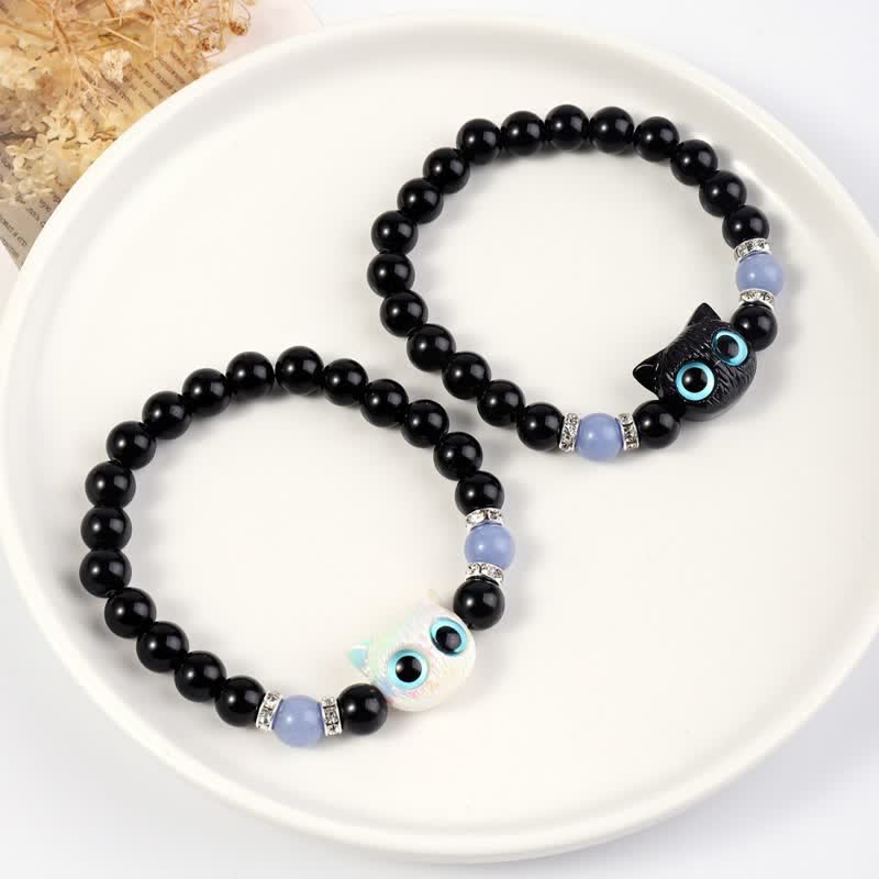 Olivenorma 1pcs Luminous Cute Cat Design Pendant Beaded Bracelet - image 9