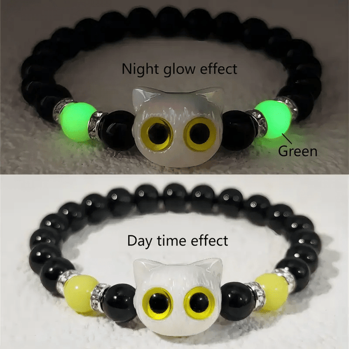 Olivenorma 1pcs Luminous Cute Cat Design Pendant Beaded Bracelet - image 8