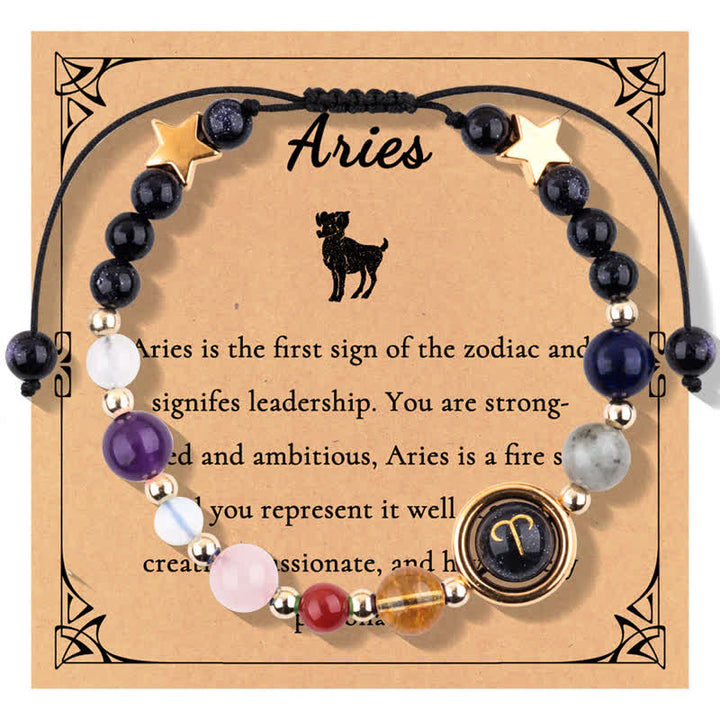 Olivenorma Blue Sandstone Natural Stone Beaded Zodiac Bracelet - Aries - image 0