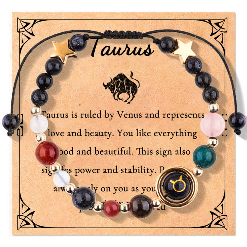 Olivenorma Blue Sandstone Natural Stone Beaded Zodiac Bracelet - Taurus - image 3