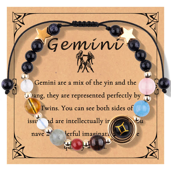 Olivenorma Blue Sandstone Natural Stone Beaded Zodiac Bracelet - Gemini - image 6