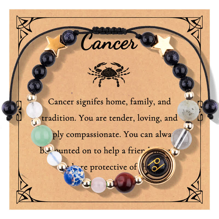 Olivenorma Blue Sandstone Natural Stone Beaded Zodiac Bracelet - Cancer - image 9