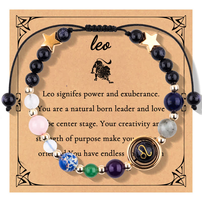 Olivenorma Blue Sandstone Natural Stone Beaded Zodiac Bracelet - Leo - image 12