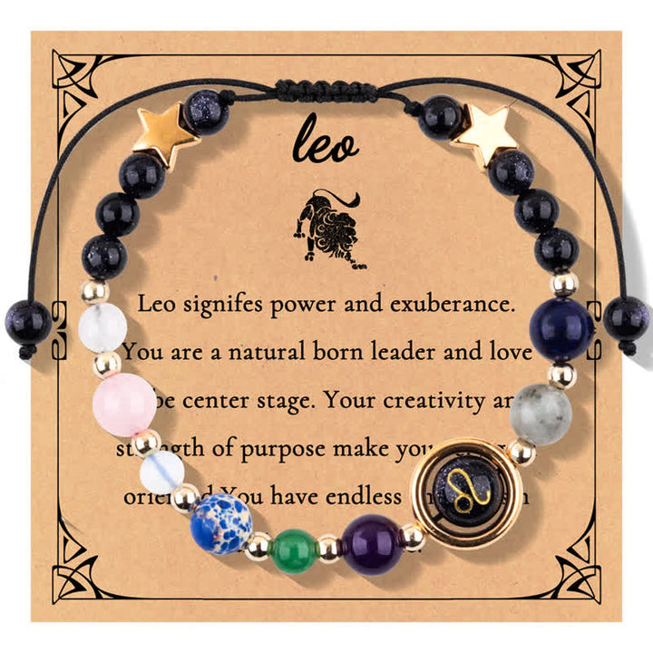 Olivenorma Blue Sandstone Natural Stone Beaded Zodiac Bracelet - Leo - image 12