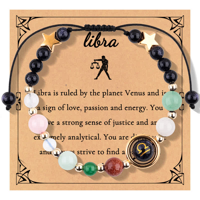 Olivenorma Blue Sandstone Natural Stone Beaded Zodiac Bracelet - Libra - image 16