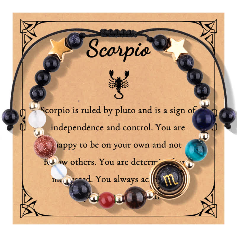 Olivenorma Blue Sandstone Natural Stone Beaded Zodiac Bracelet - Scorpio - image 17