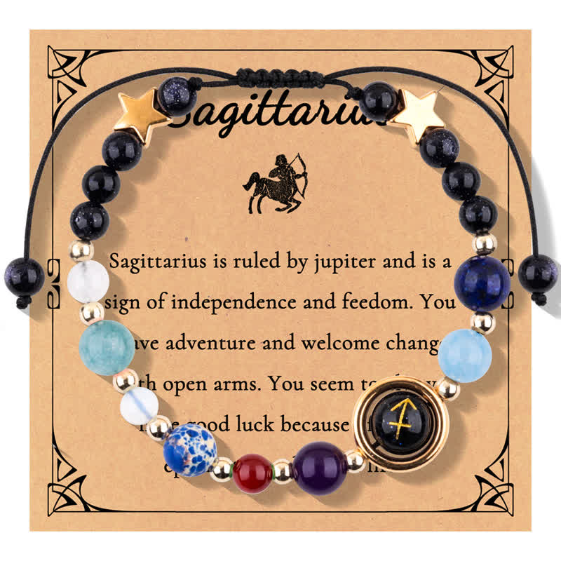 Olivenorma Blue Sandstone Natural Stone Beaded Zodiac Bracelet - Sagittarius - image 18