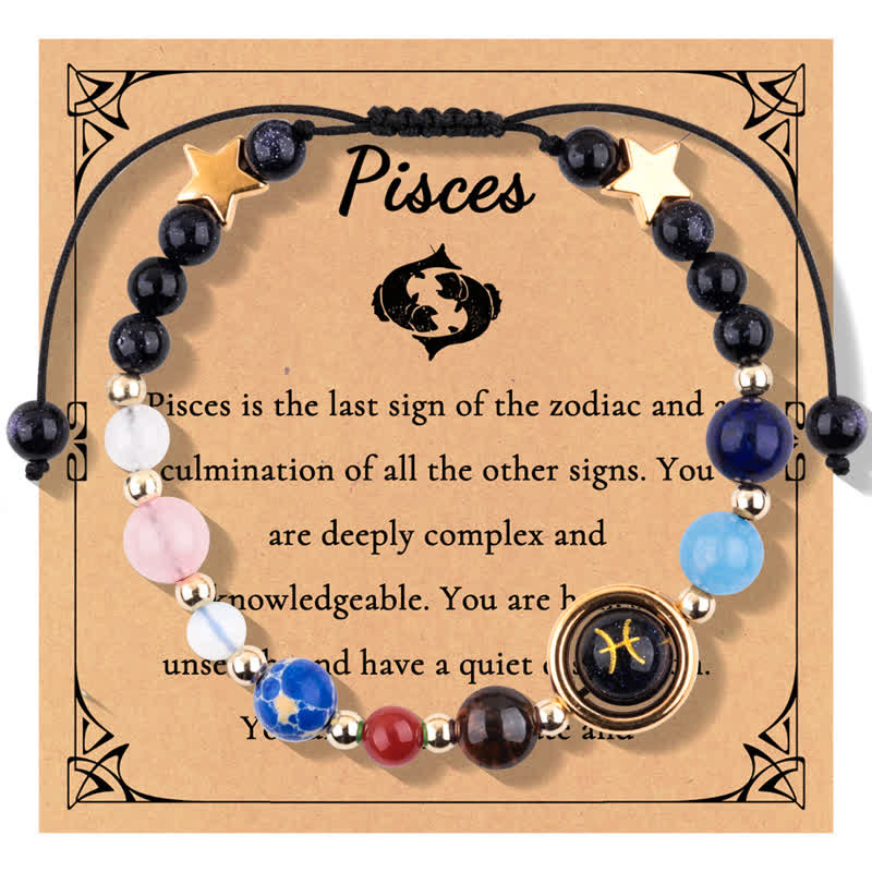 Olivenorma Blue Sandstone Natural Stone Beaded Zodiac Bracelet - Pisces - image 21