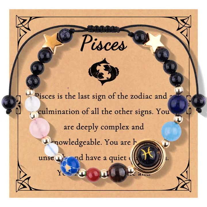 Olivenorma Blue Sandstone Natural Stone Beaded Zodiac Bracelet - Pisces - image 21