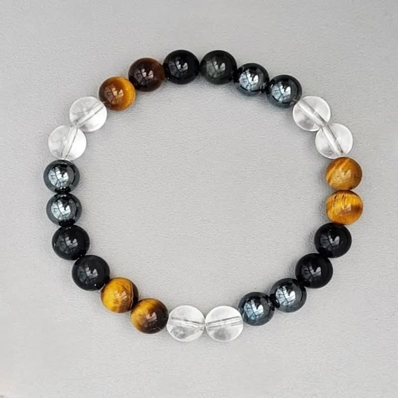 Olivenorma Natural Stone Beads Quadruple Protection Bracelet - Tiger Eye & Hematite & Obsidian & Clear Crystal - image 0