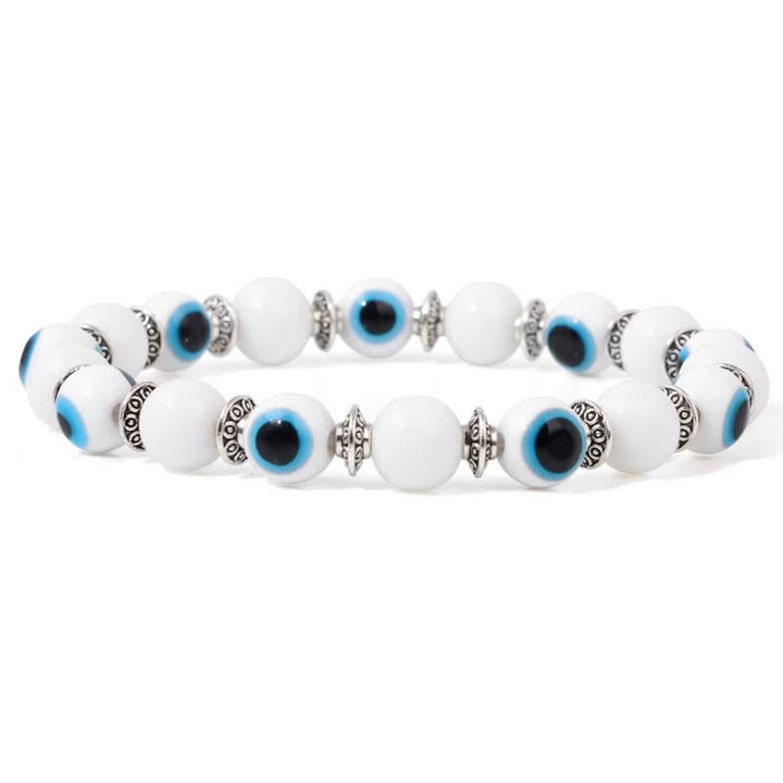 Olivenorma Evil Eye Natural Stone Beads Bracelet - White Jade - image 4