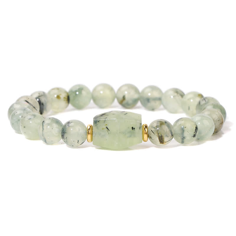 Olivenorma Natural Stone Beaded Square Faceted Pendant Bracelet - Prehnite - image 0