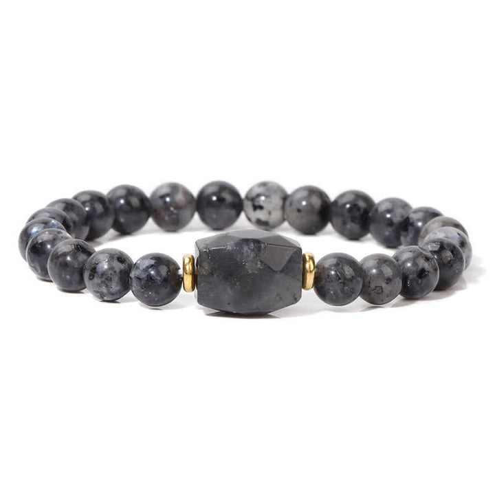 Olivenorma Natural Stone Beaded Square Faceted Pendant Bracelet - Labradorite - image 12