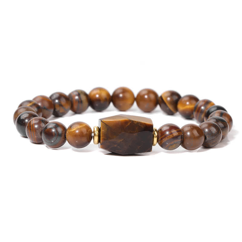 Olivenorma Natural Stone Beaded Square Faceted Pendant Bracelet - Tiger Eye - image 6