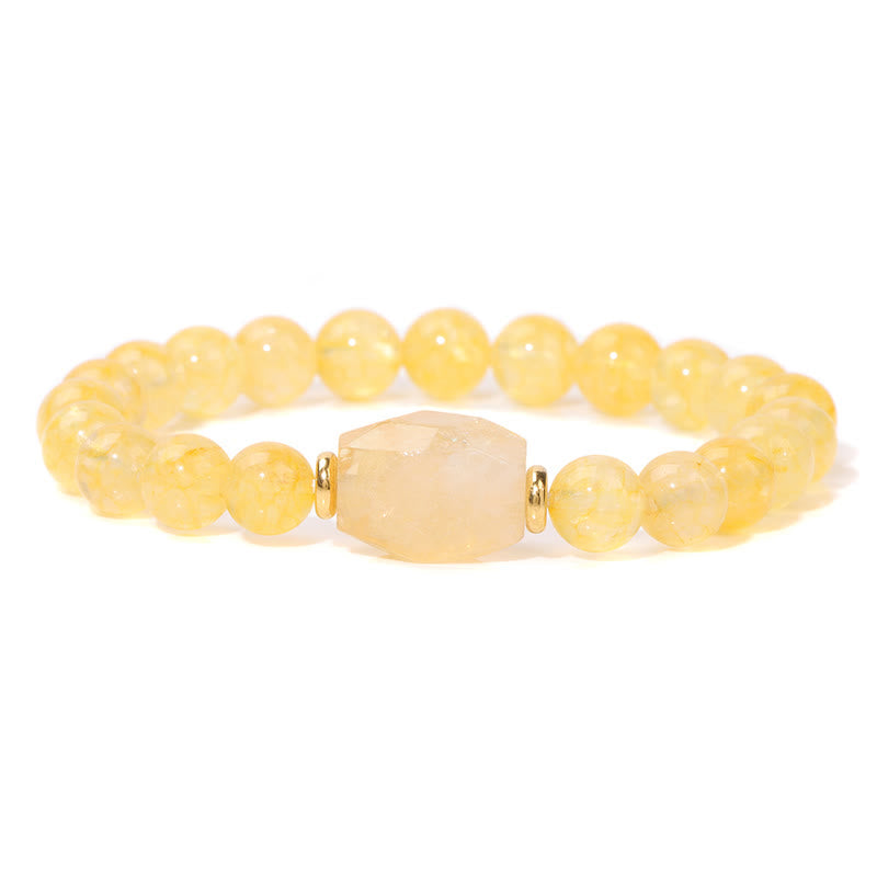 Olivenorma Natural Stone Beaded Square Faceted Pendant Bracelet - Citrine - image 9
