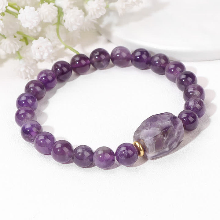 Olivenorma Natural Stone Beaded Square Faceted Pendant Bracelet - image 3