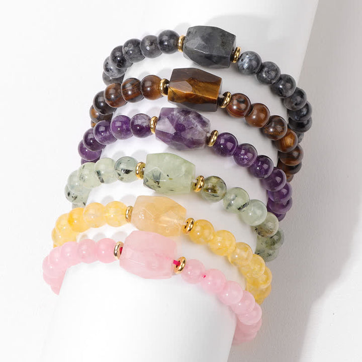 Olivenorma Natural Stone Beaded Square Faceted Pendant Bracelet - image 16