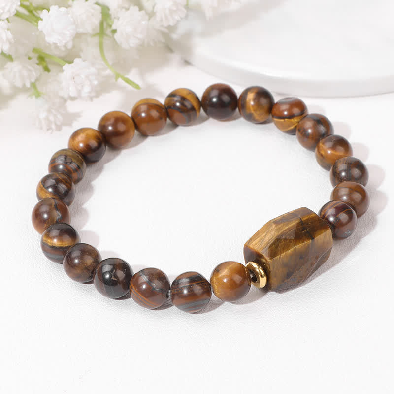Olivenorma Natural Stone Beaded Square Faceted Pendant Bracelet - image 7
