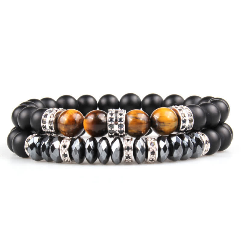 Olivenorma Black Onyx Hematite Tiger Eye Bracelet - Silver - image 0