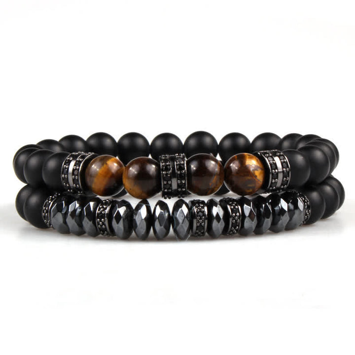 Olivenorma Black Onyx Hematite Tiger Eye Bracelet - Black - image 3