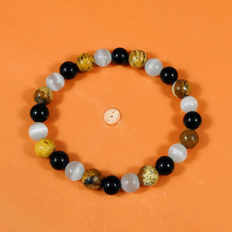 Olivenorma Black Onyx Cat's Eye Stone Picture Jasper Bracelet - image 1