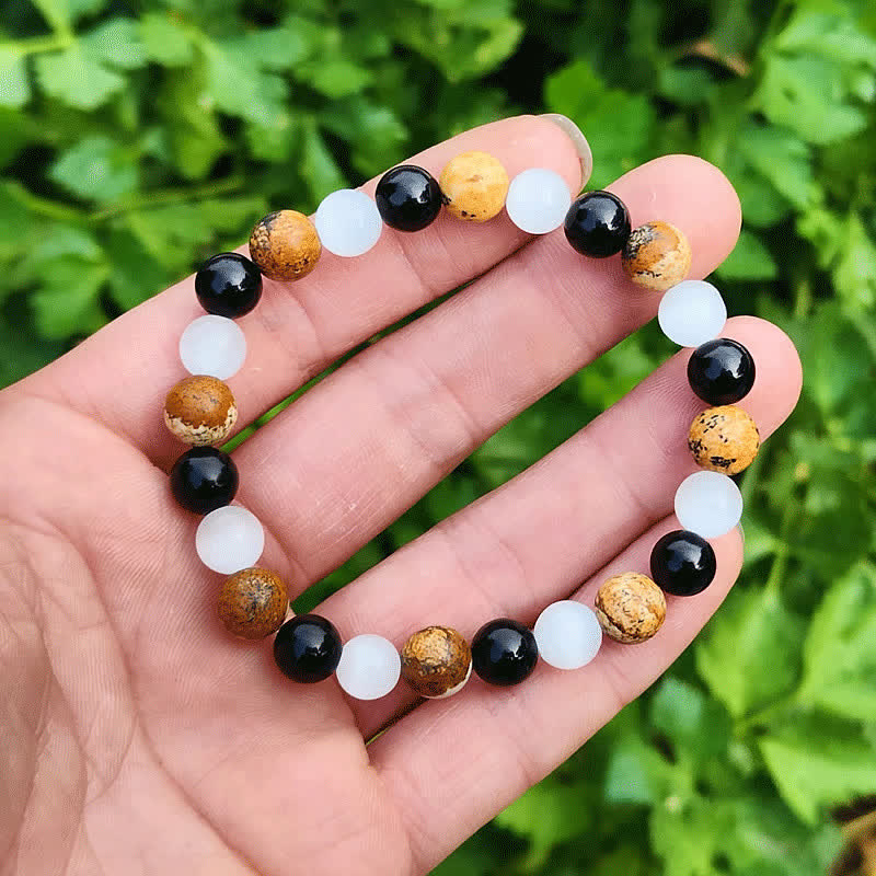 Olivenorma Black Onyx Cat's Eye Stone Picture Jasper Bracelet - Black Onyx & Cat's Eye Stone & Picture Jasper - image 0