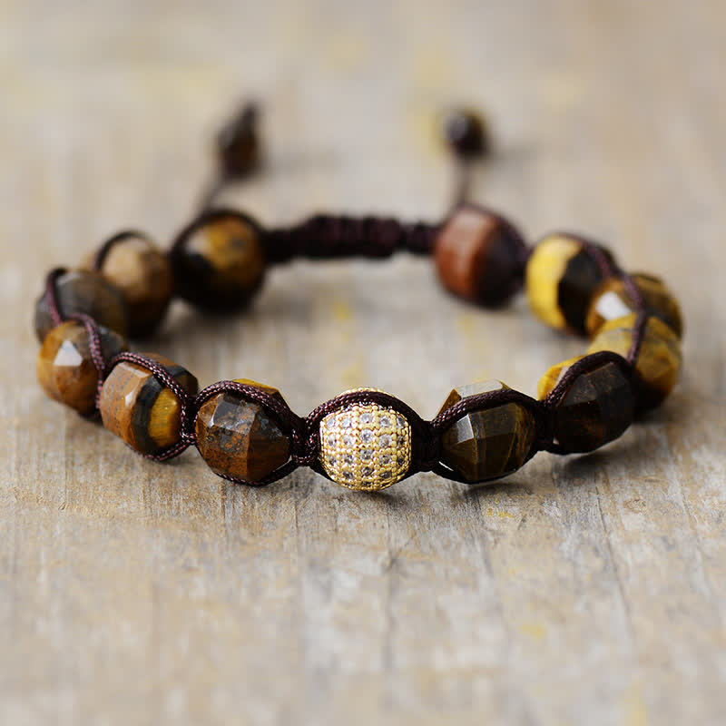 Olivenorma Natural Stone Zirconia Beads Braided Adjustable Bracelet - Amethyst - image 1