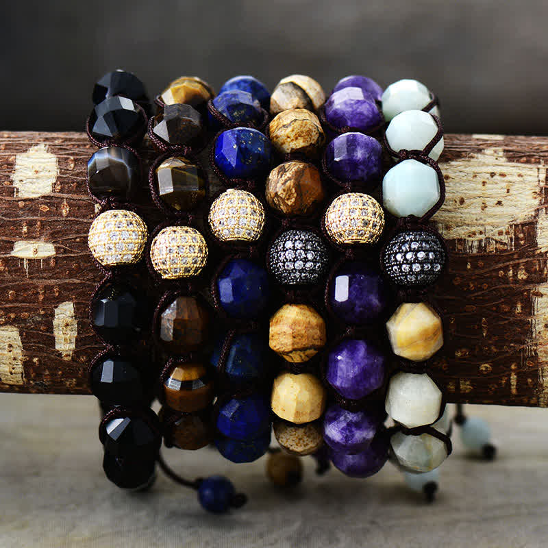 Olivenorma Natural Stone Zirconia Beads Braided Adjustable Bracelet - image 0