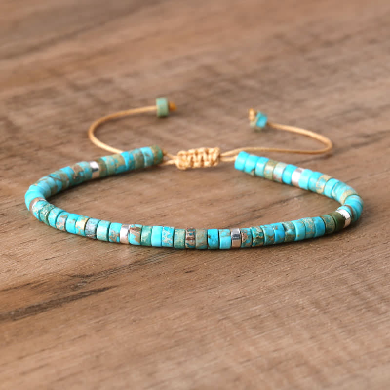 Olivenorma 2.4mm Natural Stone Roller Beads Braided Bracelet - Emperor Stone - image 1
